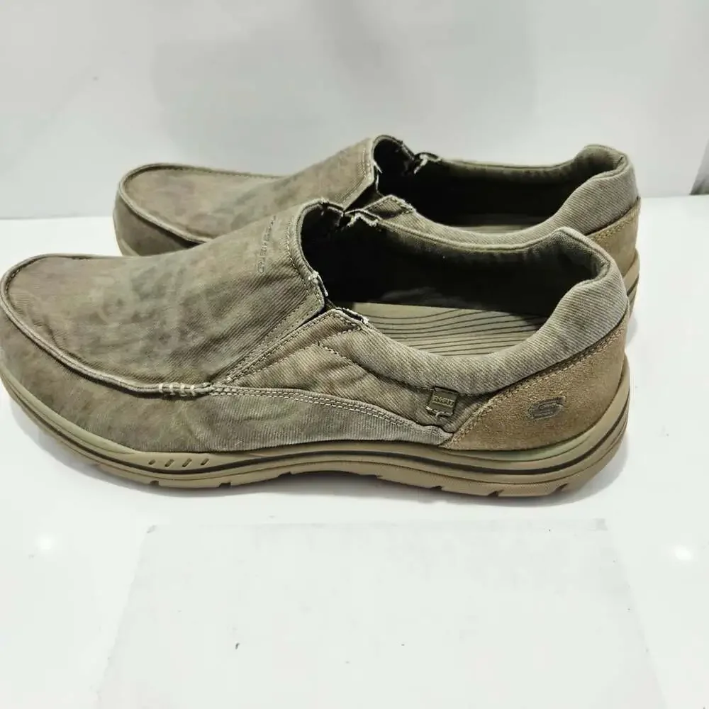 Skechers Expected Avillo Relaxed Fit Slip-On Shoes Size 14 Khaki Canvas